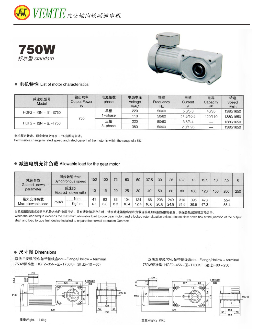 直交軸齒輪減速機750W標(biāo)準型